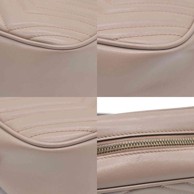 $1950 Gucci  Calfskin Matelasse Small GG Marmont Chain Shoulder Bag Beige