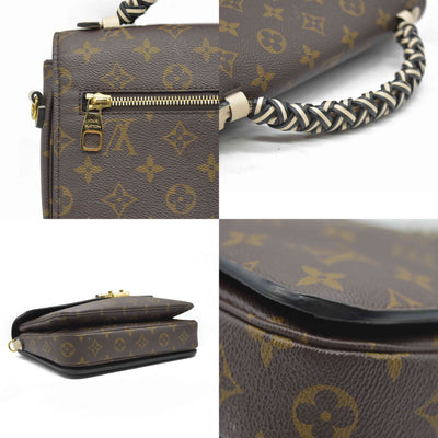LOUIS VUITTON Monogram Braided Pochette Metis Creme Beige