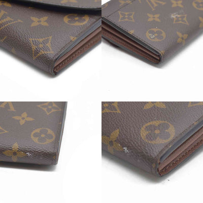 $725 Louis Vuitton Monogram Portefeiulle Sarah Long Bifold Wallet Brown SD0250