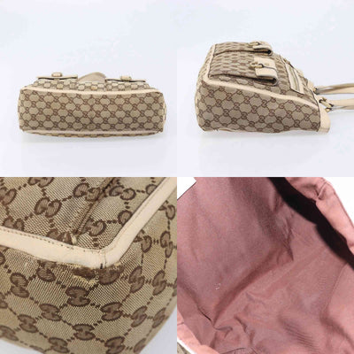 $1050 Gucci Beige/White GG Canvas Abbey Pocket Tote Bag