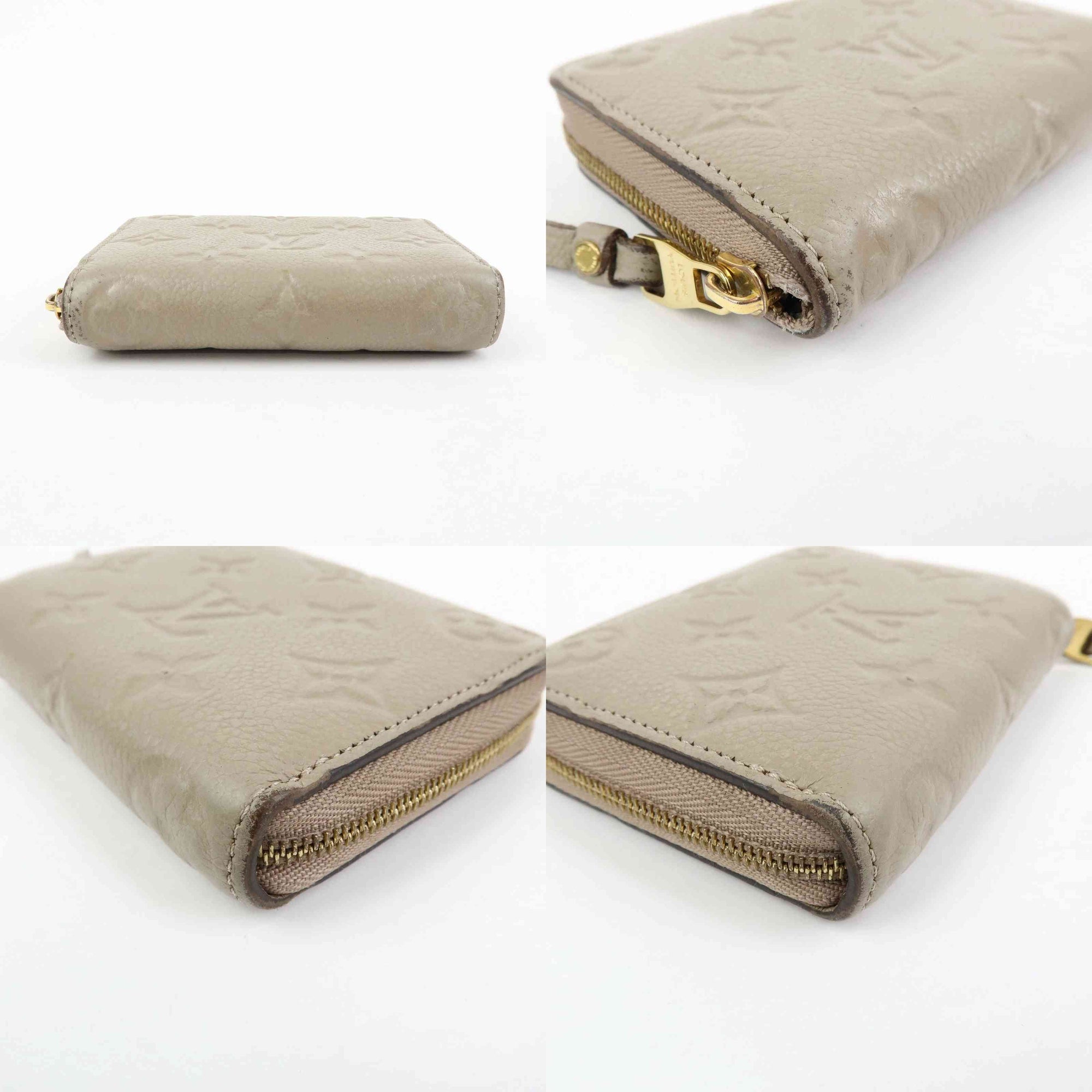 $760 Louis Vuitton Monogram Empreinte Round Zippy Coin Case Beige RFID