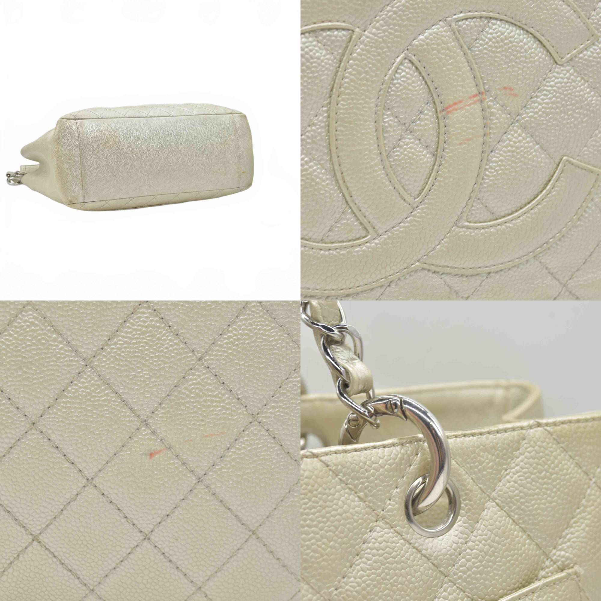 $2900 2006 Chanel Caviar Grand Shopping Tote GST Light Gold