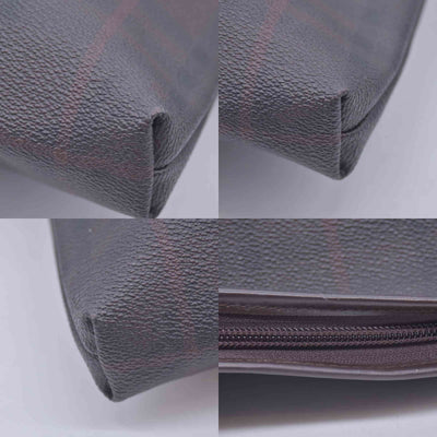 $780  BURBERRY Coated Canvas Check Flat Messenger Bag Dark Brown CONSIGNMENT 10021351