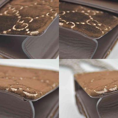 $2800 Gucci Velvet Moon Calfskin Crystal GG Monogram Small Dionysus Shoulder Bag Brown Vintage Cocoa Black Diamond