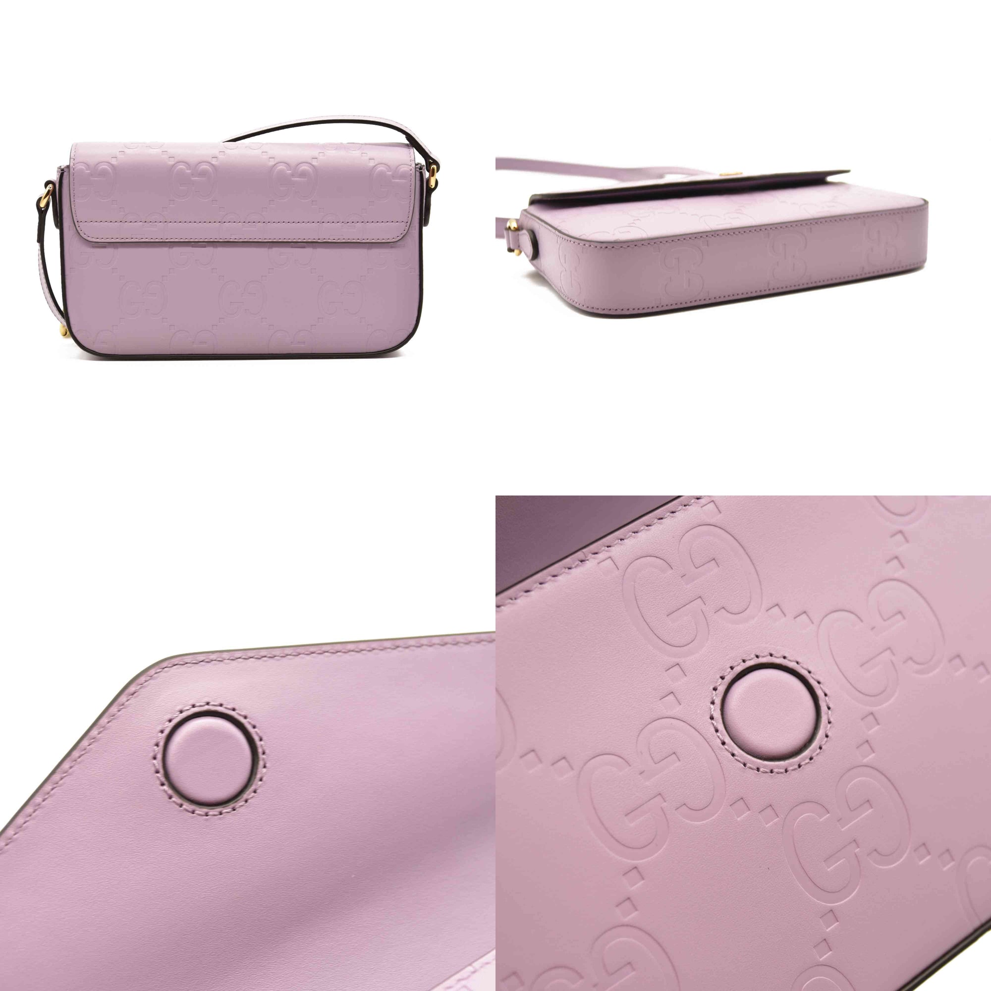 $1590 Gucci  Calfskin GG Super Mini Shoulder Bag Purple CONSIGNMENT