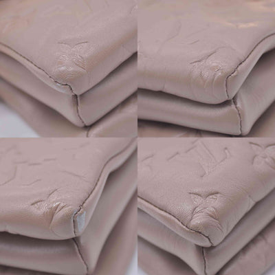 $5500 Louis Vuitton Lambskin Embossed Monogram Coussin MM Taupe RFID 10021358