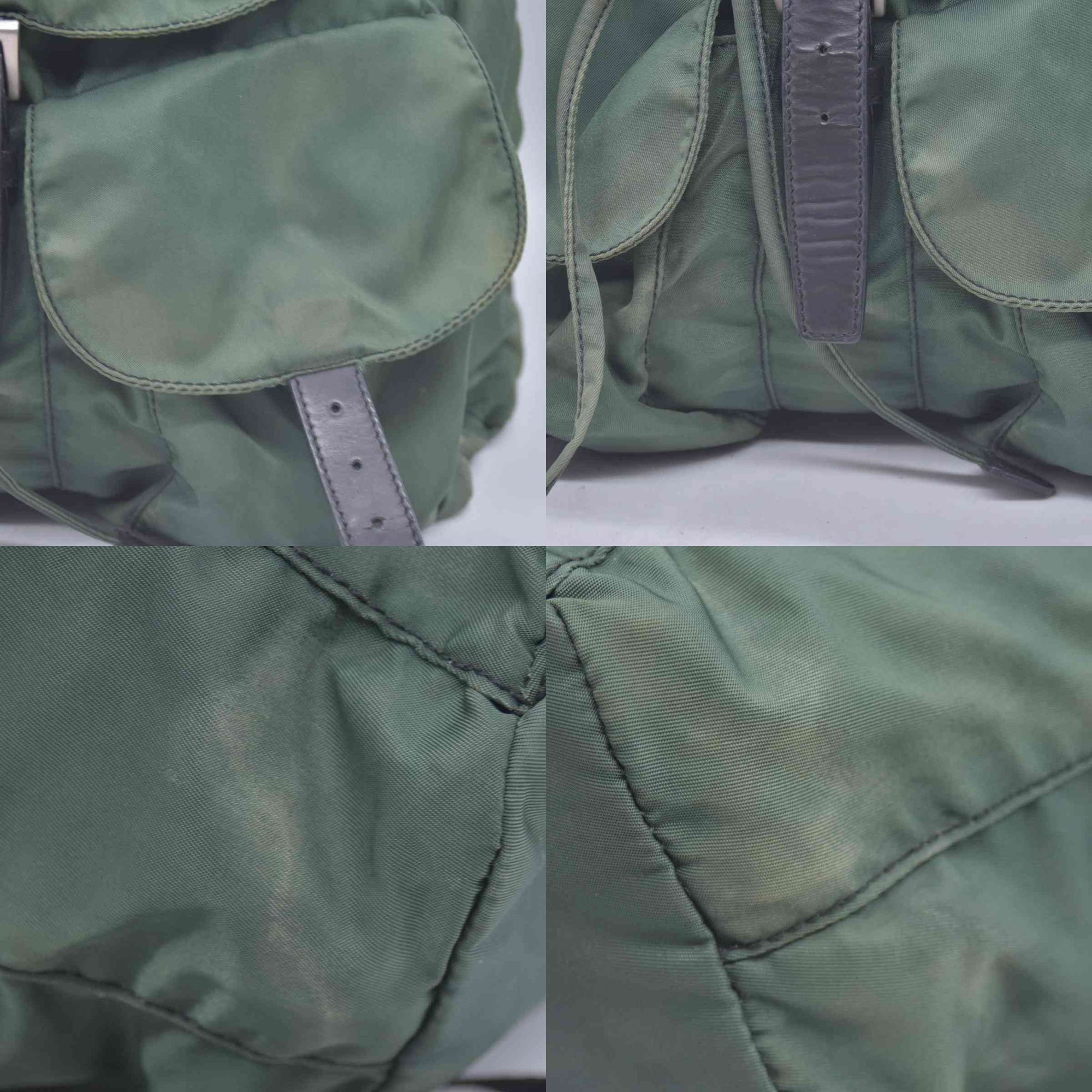 $1450 PRADA Vela Tessuto Nylon Pocket Backpack Army Green CONSIGNMENT 10021350