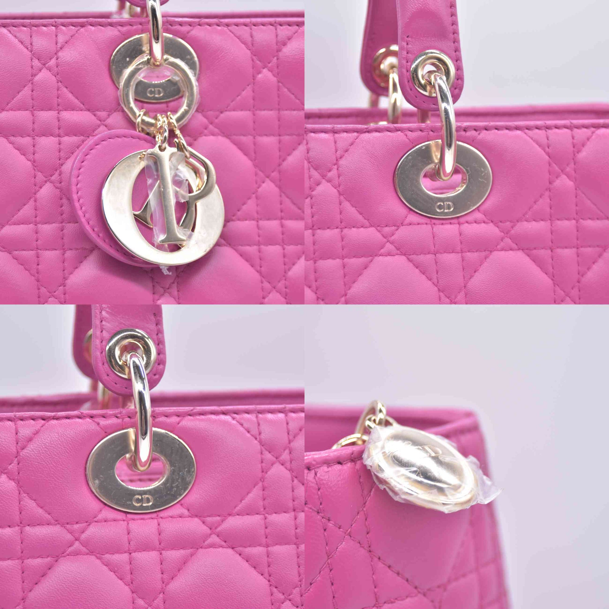 $7000 Damaged Christian Dior Lambskin Cannage Large Lady Dior Fuchsia CONSIGNMENT