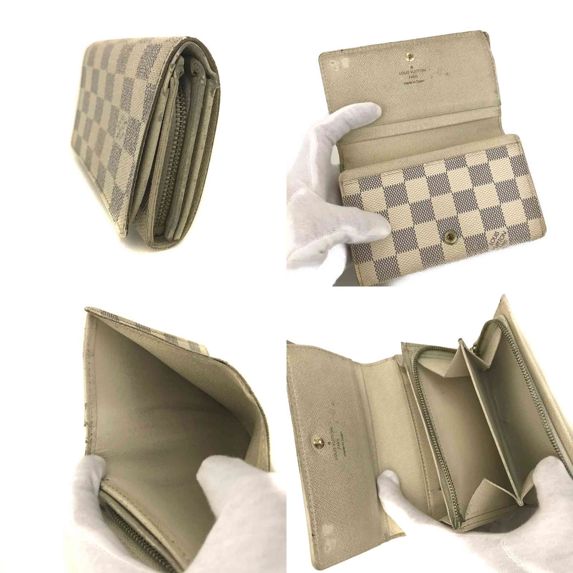 $560 2007 Louis Vuitton Damier Azur Porte Monnaie Billets Tresor Bifold Wallet CA5007