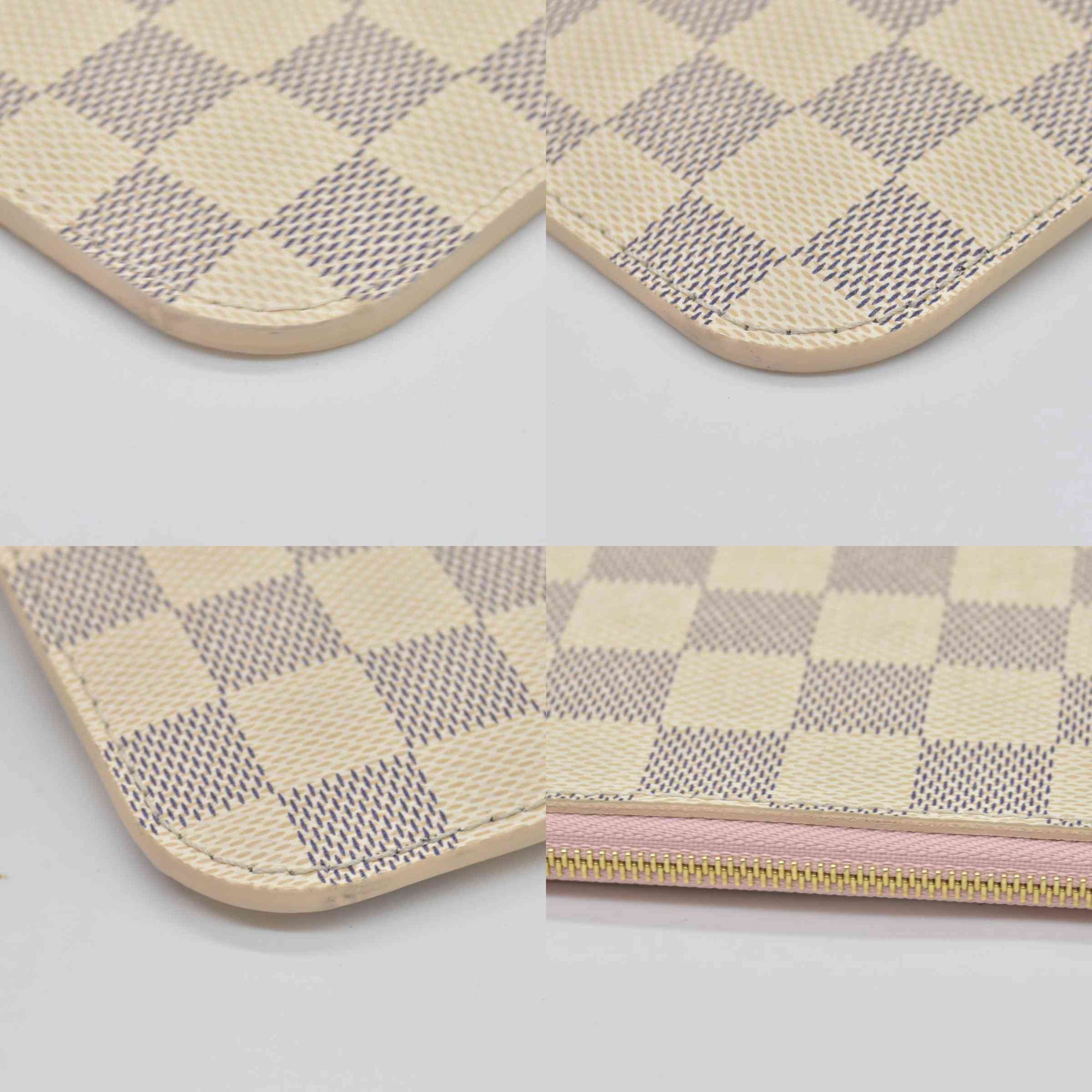 $600 Louis Vuitton Damier Azur Neverfull MM GM Pochette Rose Ballerine RFID