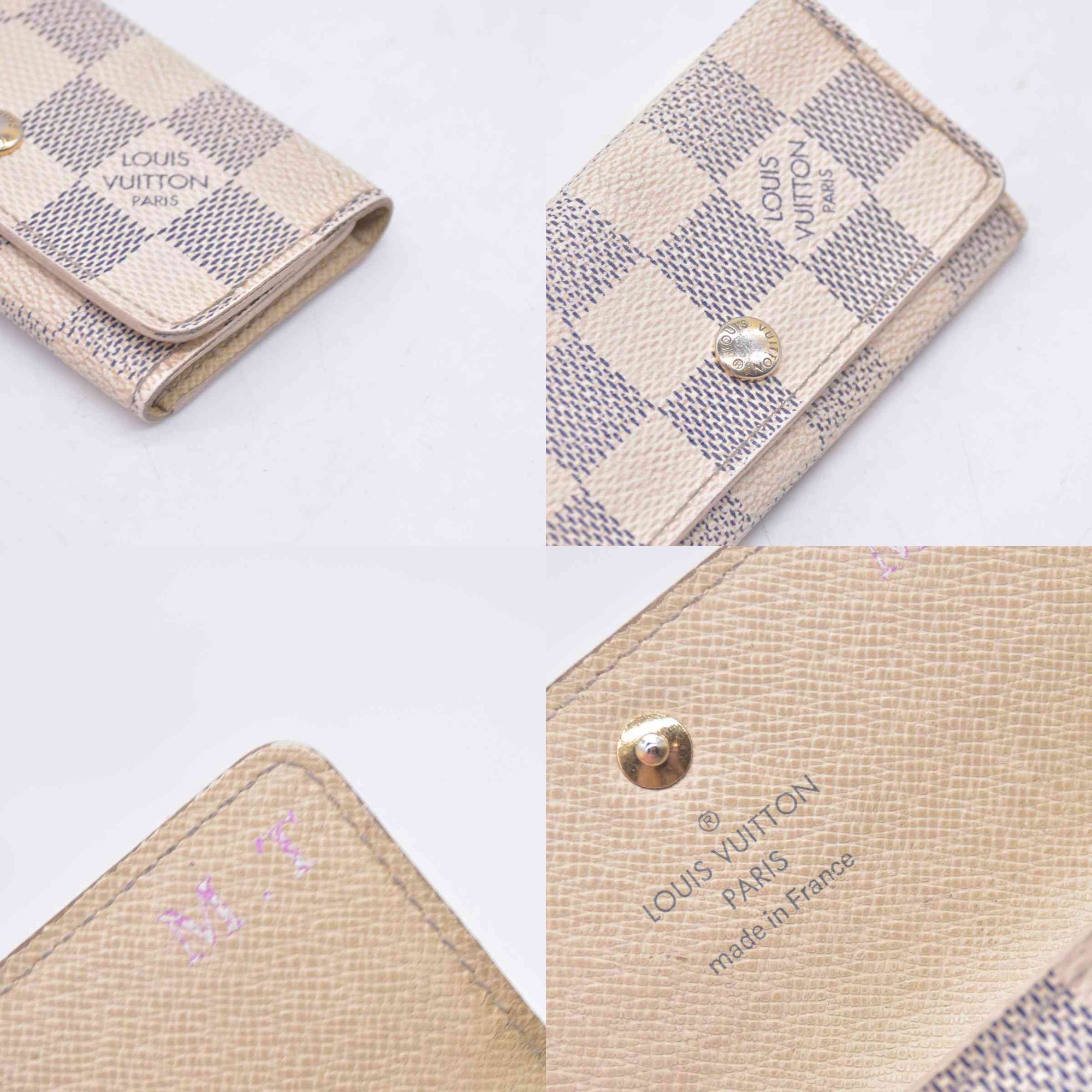 $330 2012 LOUIS VUITTON Damier Azur 4 Key Holder CT3162 CONSIGNMENT 10021446