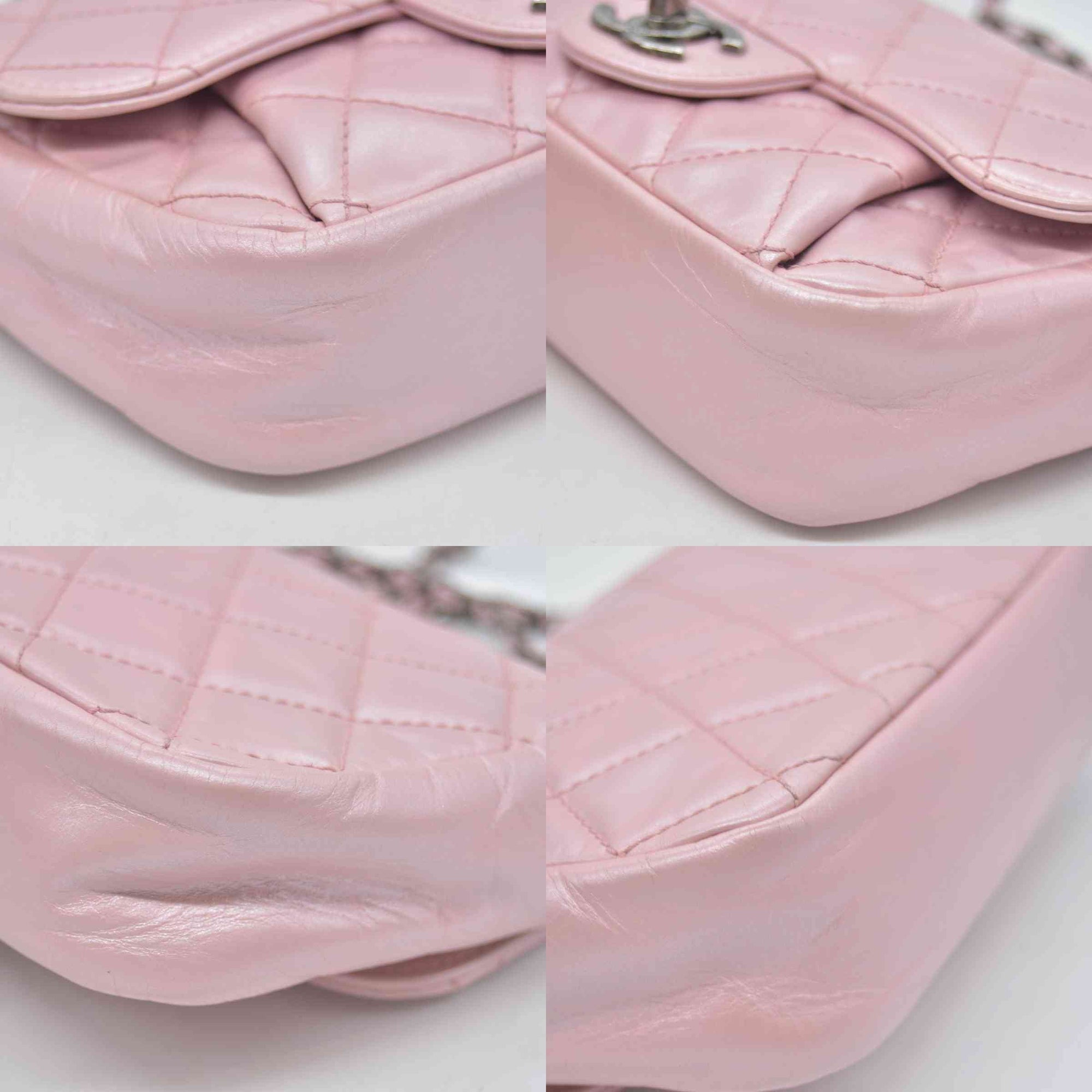 $3200 Chanel  Coco Pleats Flap Bag Pink 10020380