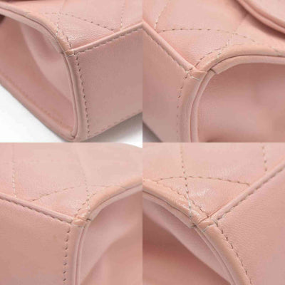 $2900 Chanel Lambskin Quilted Mini Trendy CC Clutch With Chain Light Pink