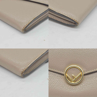 $850 Fendi Fendi Taupe Leather F Fendi Continental Wallet CONSIGNMENT