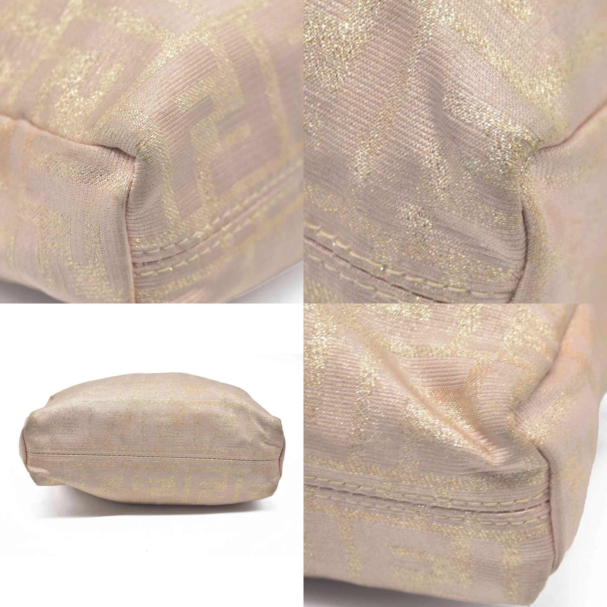 $1075 FENDI Chain Zucca Canvas Shoulder Bag Beige