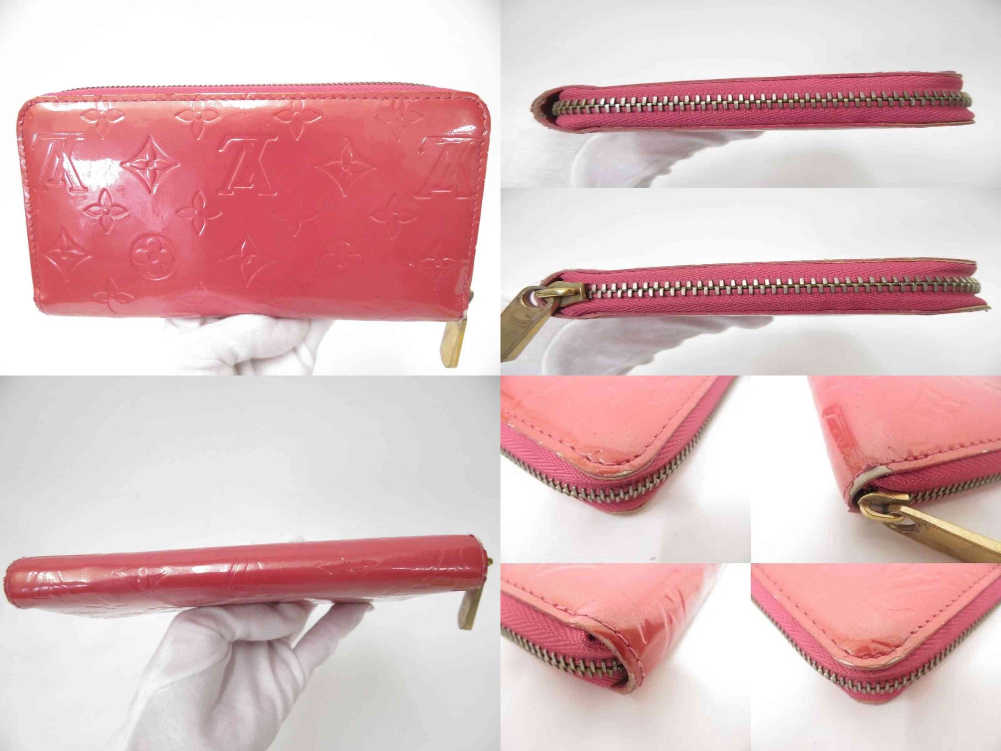 $970 Louis Vuitton Vernis Zippy Wallet Rose Litchi