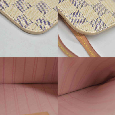 $600 Louis Vuitton Damier Azur Neverfull MM GM Pochette Rose Ballerine 10019218