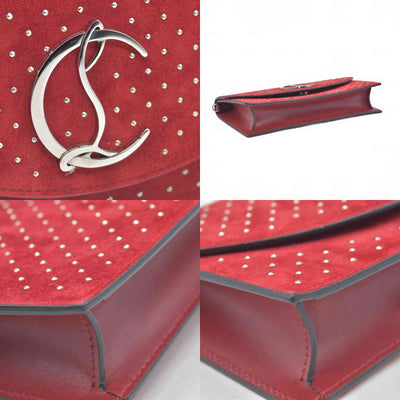 $1290 Christian Louboutin Loubi54 Clutch Red Suede Polka Dot Print
