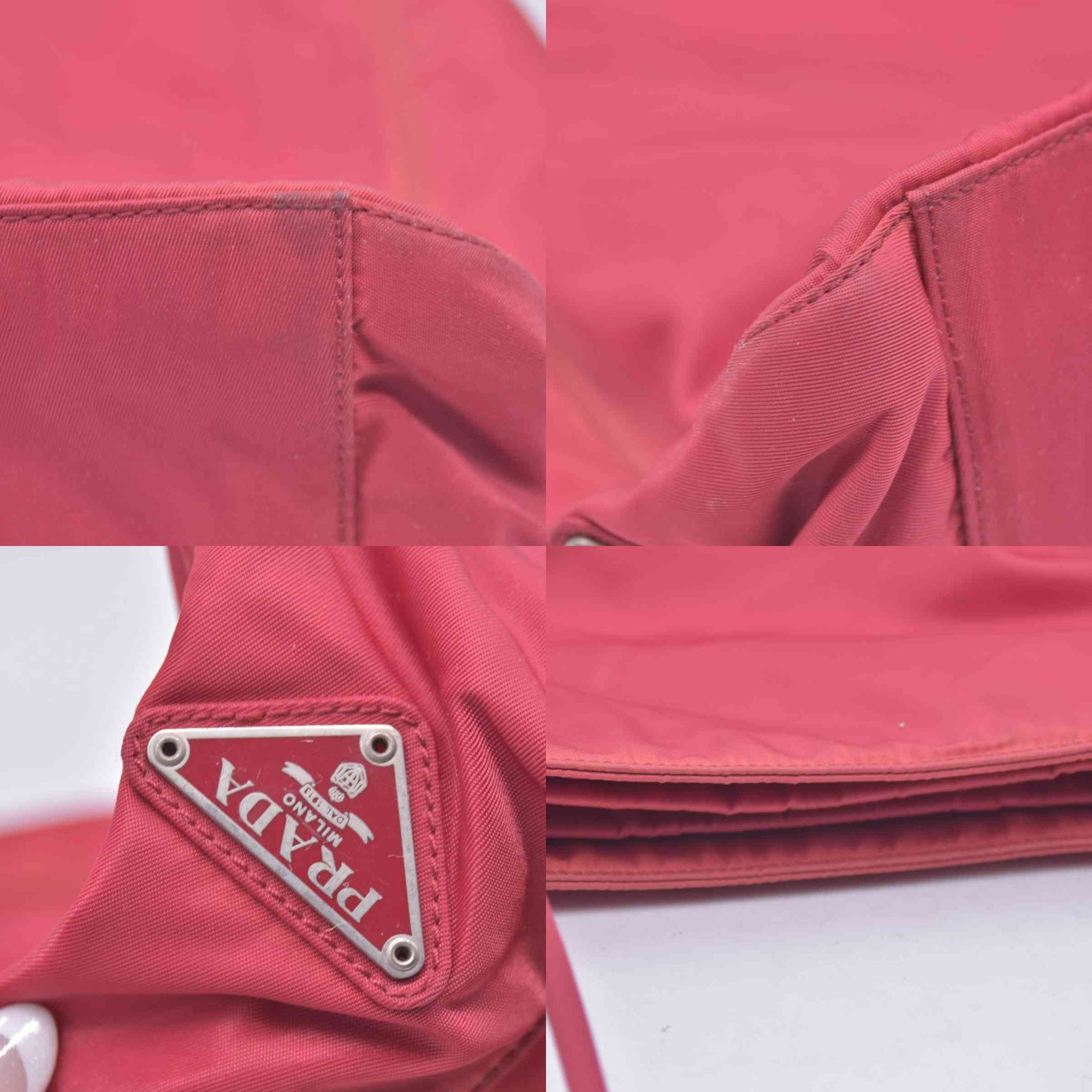 $850 Prada Vintage Tessuto Nylon Shoulder Bag Pink CONSIGNMENT 10020933