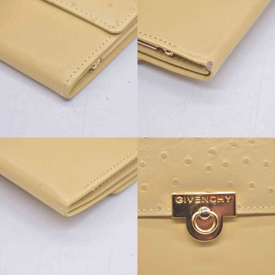 $590 Givenchy Yellow Ostrich-Effect Leather Clasp Wallet CONSIGNMENT