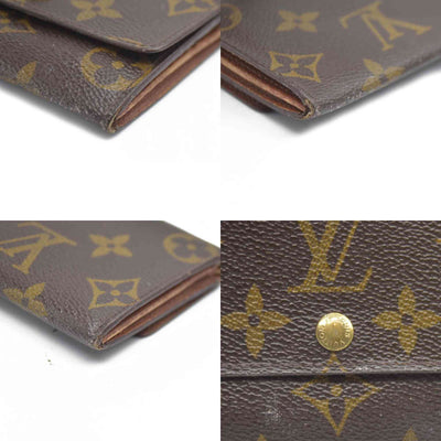AUCTION $430 Louis Vuitton Monogram Porte Monnaie Plat Coin Purse Wallet Brown
