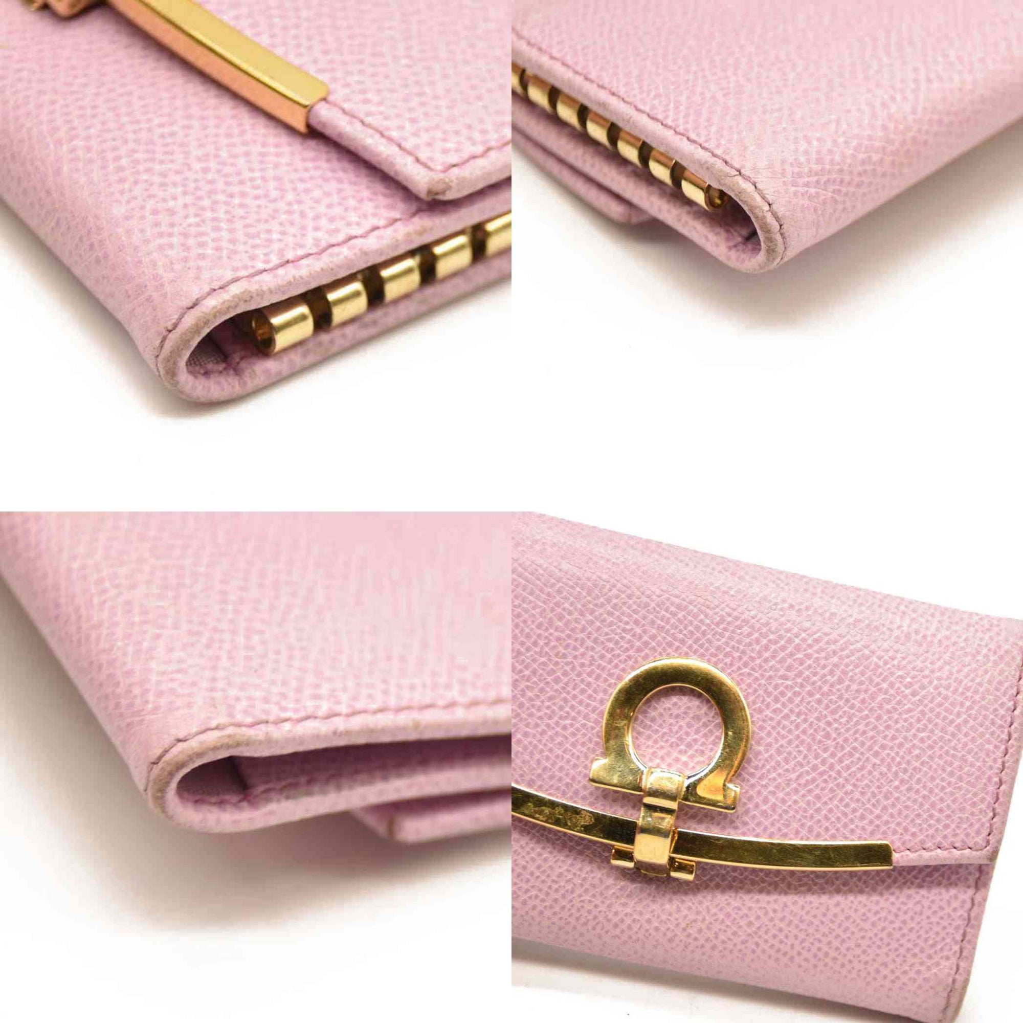 Salvatore Ferragamo Gancini Leather 6 Ring Key Case Pink