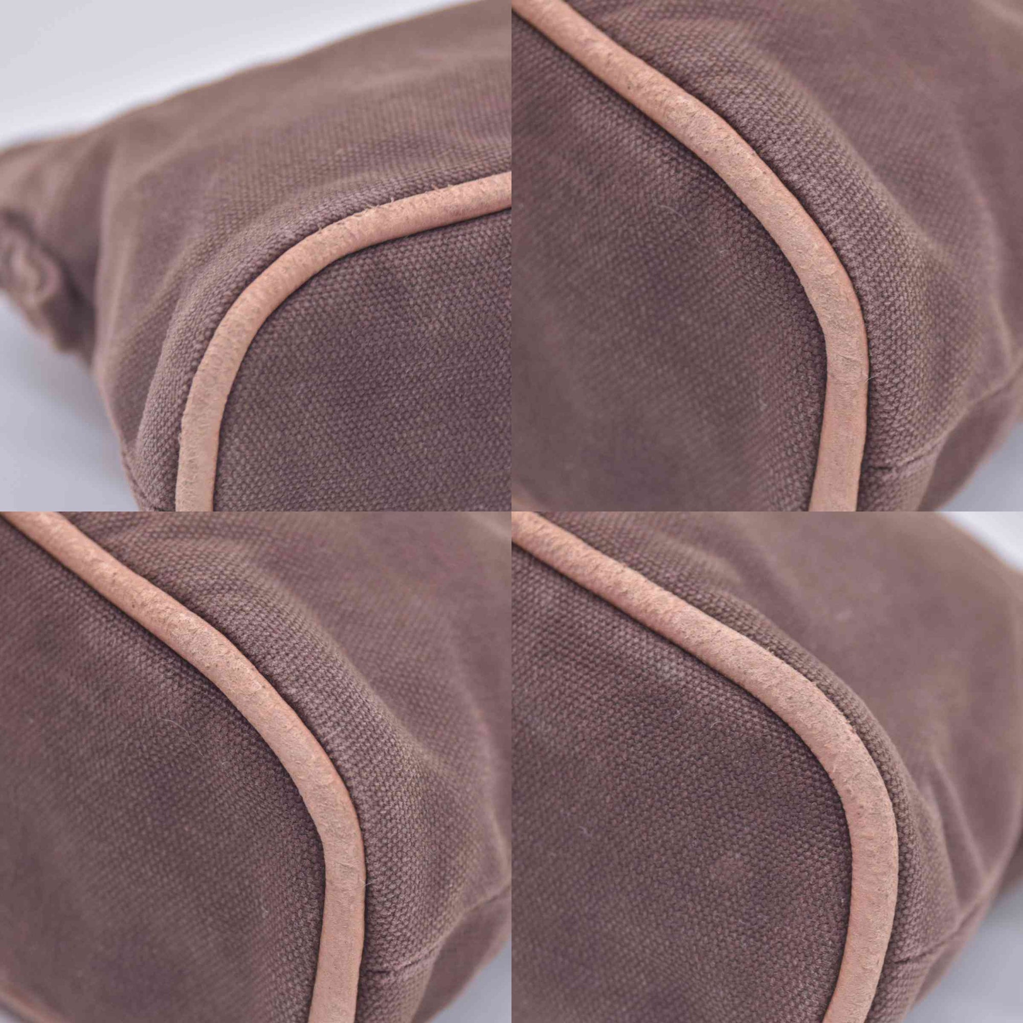$520 HERMES Cotton Canvas Bolide MM Cosmetic Pouch Brown CONSIGNMENT 10021211