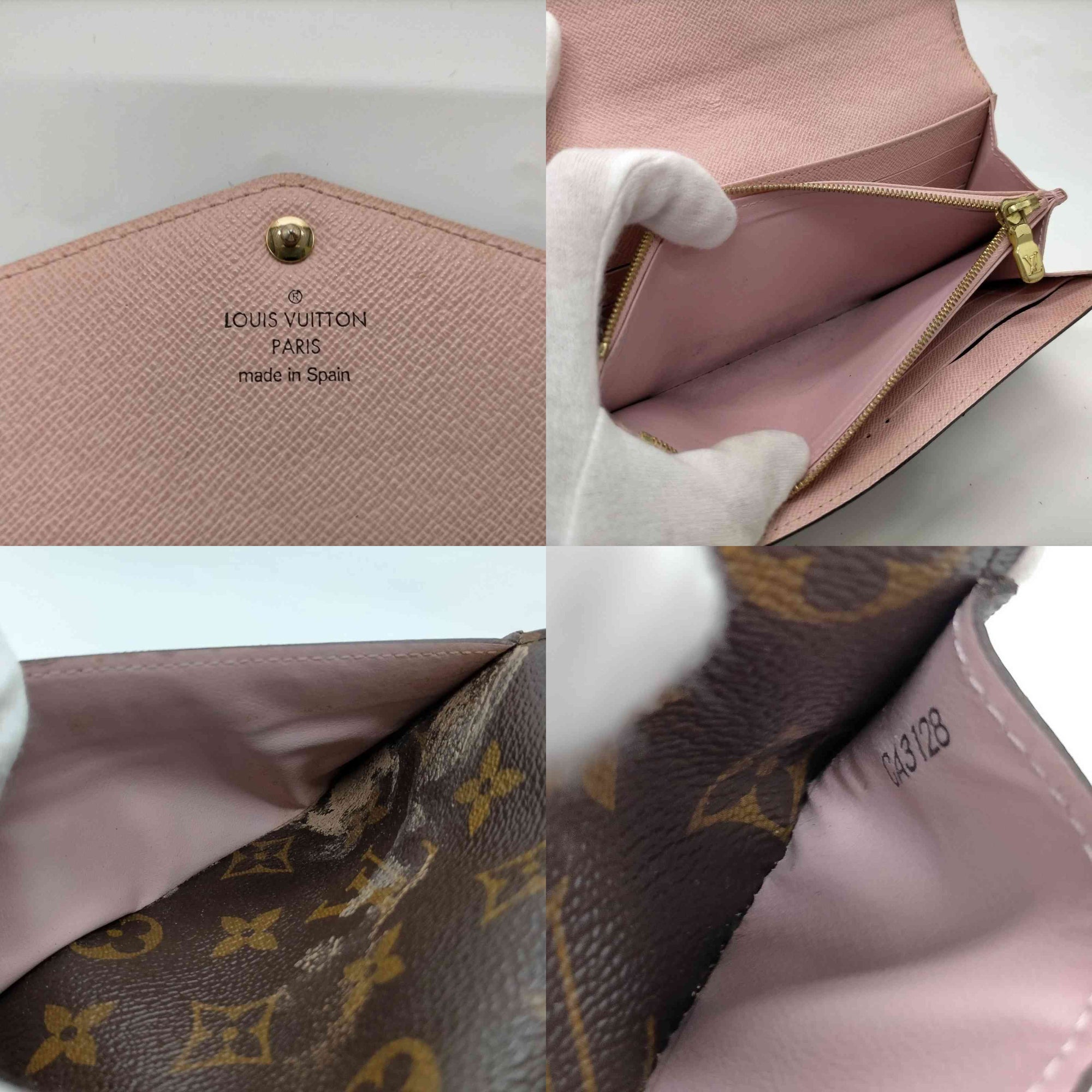 $800 2018 Louis Vuitton Monogram Sarah Wallet NM Rose Ballerine CA3128 10020971