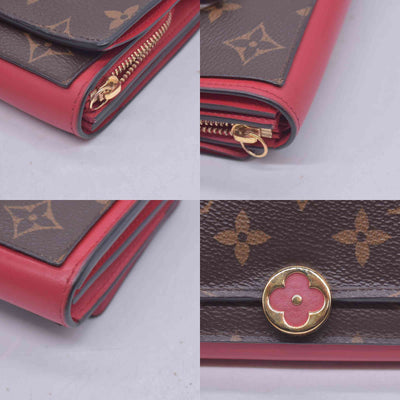 $680 LOUIS VUITTON LV Monogram Victorine Compact Wallet Red CONSIGNMENT 10021562