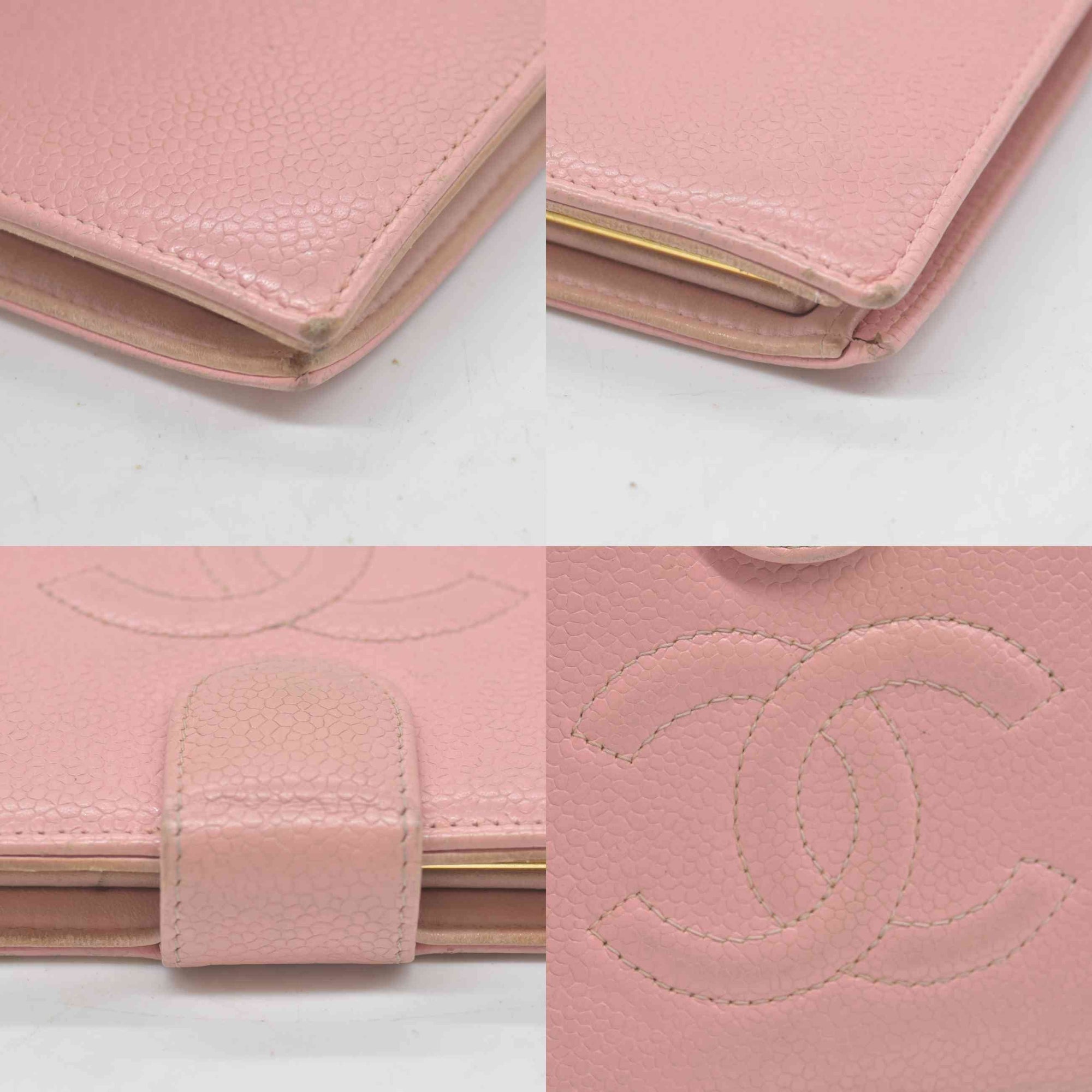 $625 Chanel Caviar Timeless CC French Wallet Pink