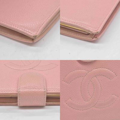 $625 Chanel Caviar Timeless CC French Wallet Pink