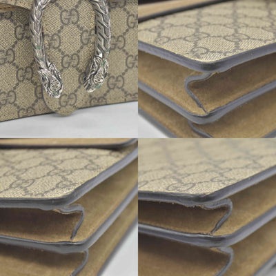 $3350 GUCCI GG Supreme Monogram Suede Small Dionysus Shoulder Bag Beige Ebony Taupe