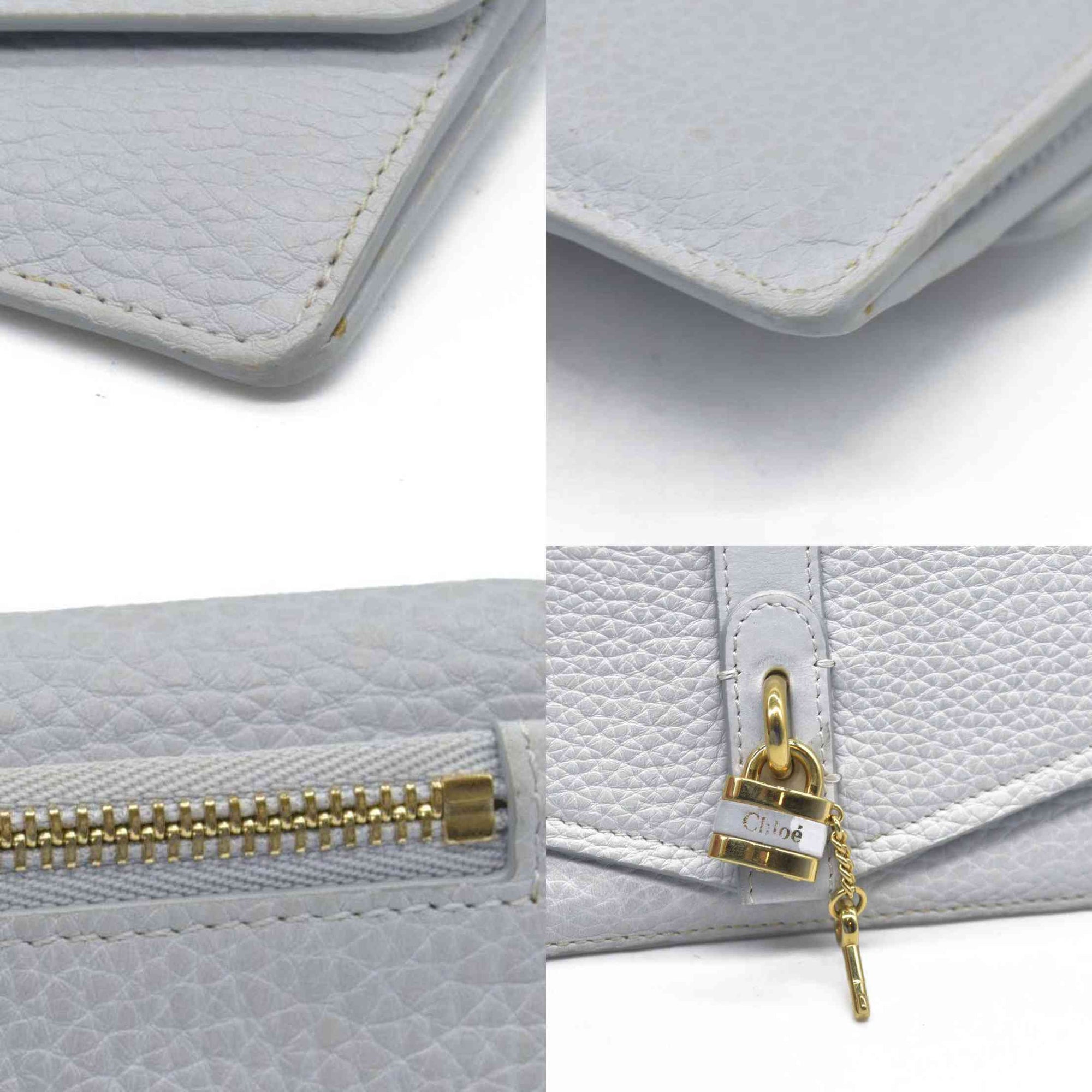 $495 Chloe Aby Padlock Leather Bifold Long Wallet