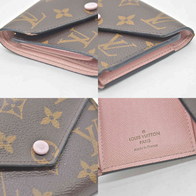 $755 LOUIS VUITTON Portefeuille Victorine M62360 Rose Ballerine Monogram MI4118