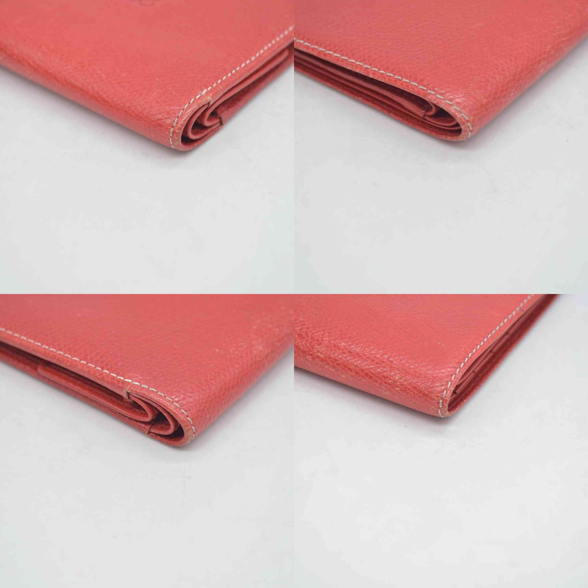$590 Vintage Loewe Anagram Bifold Wallet Crafted Red CONSIGNMENT