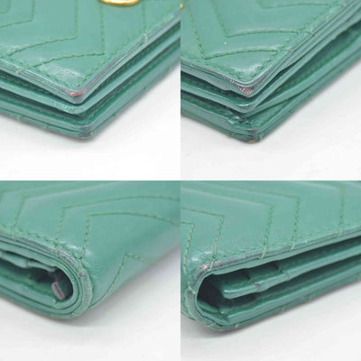 $580 Gucci  Marmont Double G Logo Compact Wallet Emerald CONSIGNMENT