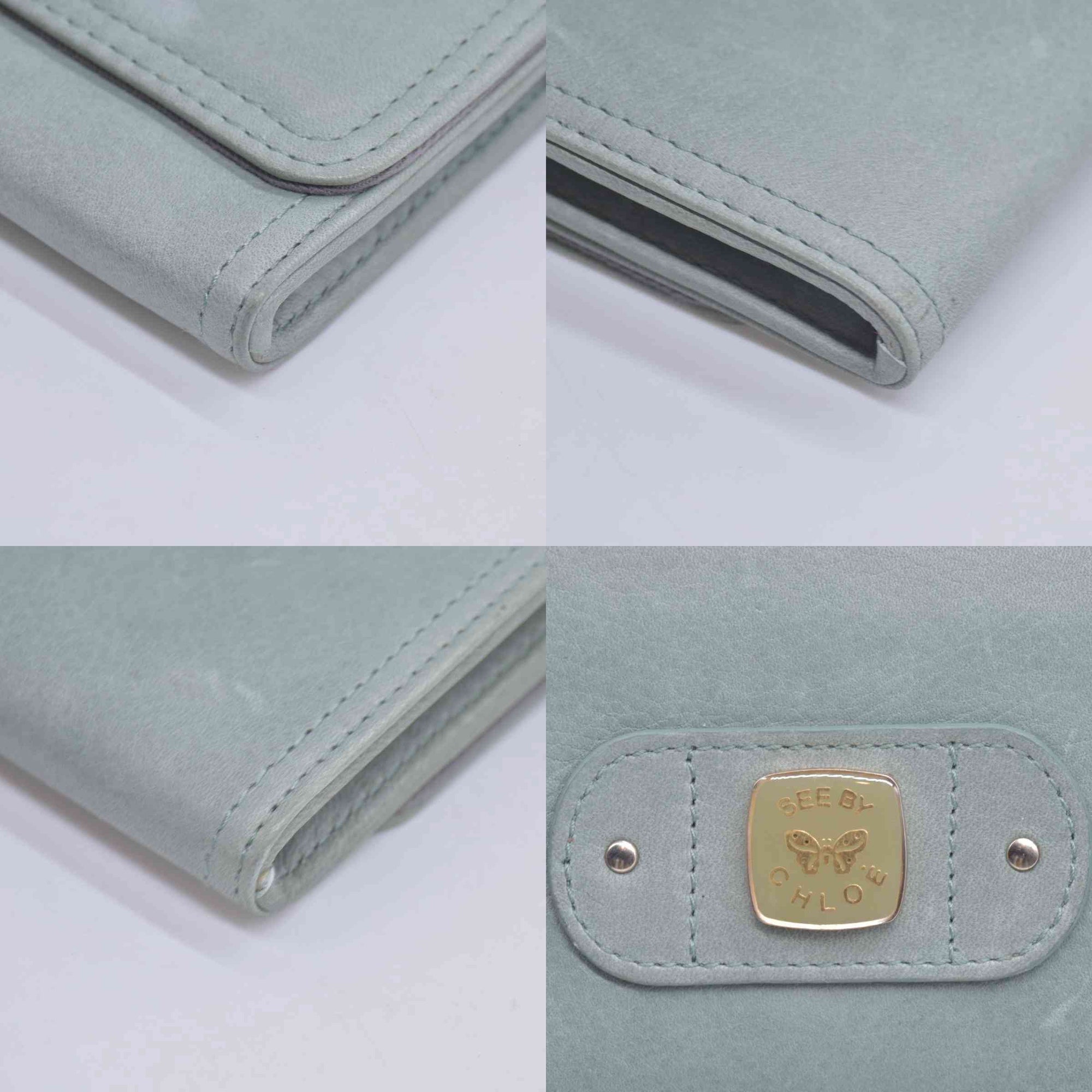 $295 2005 Chloe Bifold Teal Leather Wallet CONSIGNMENT 10020939