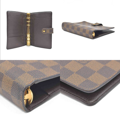 $755 Louis Vuitton Damier Ebene Medium Ring Agenda Cover Consignment NL SP0022 2002