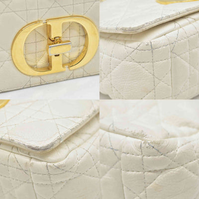 $4400 Christian Dior Lambskin Cannage Small Caro Bag Ivory