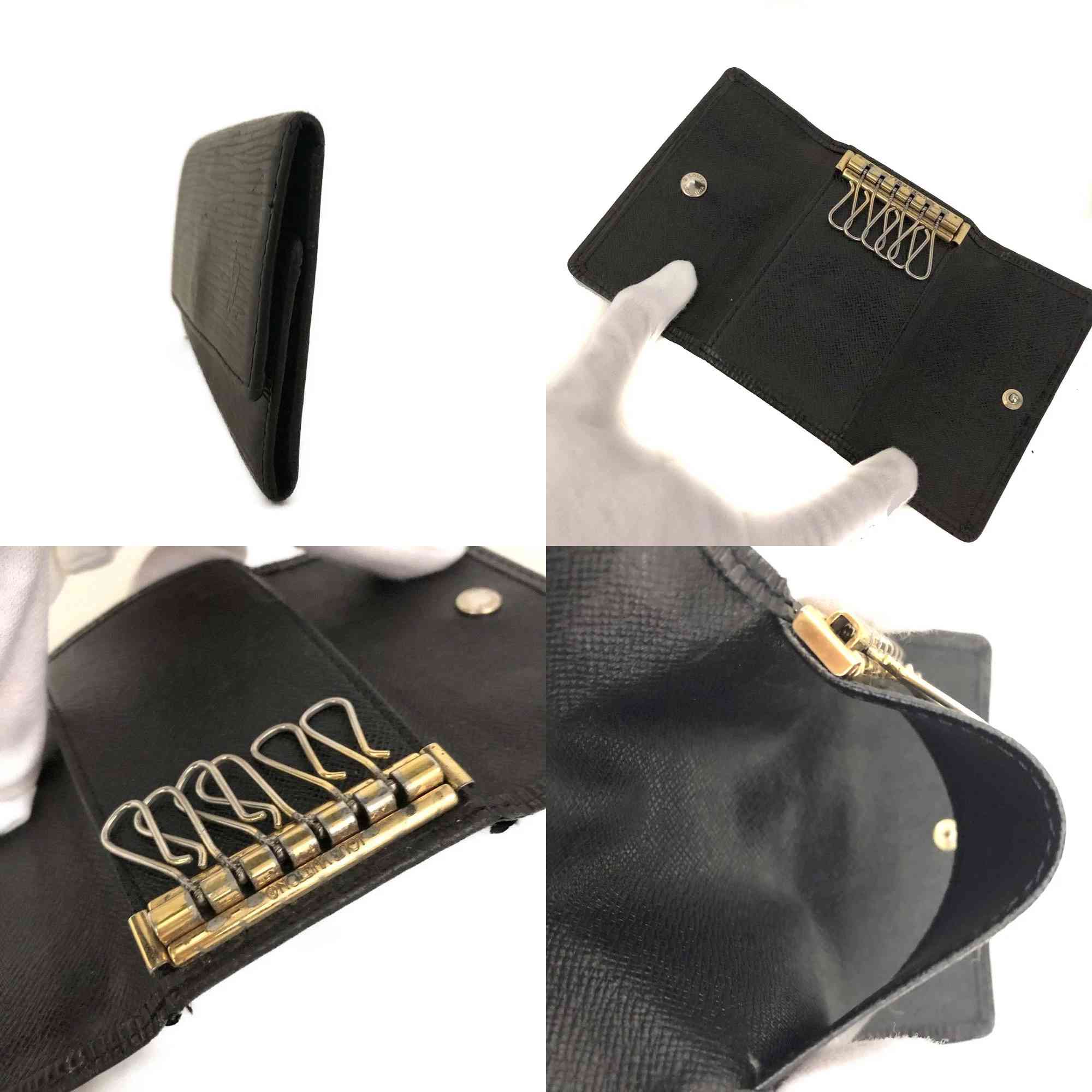 $445 2004 Louis Vuitton Epi Multicles Leather 6 Ring Key Case Black CA0014