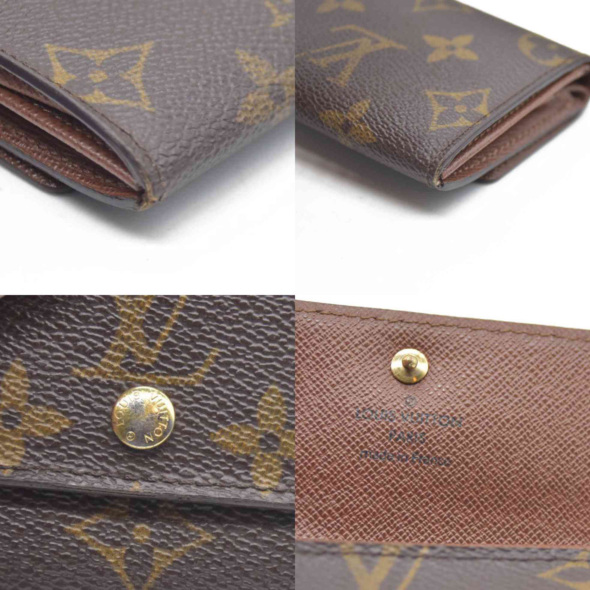 AUCTION $430 Louis Vuitton Monogram Porte Monnaie Plat Coin Purse Wallet Brown