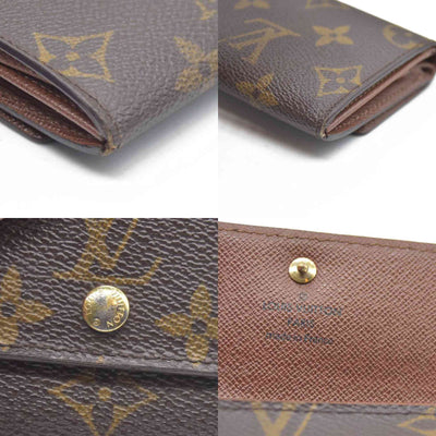 AUCTION $430 Louis Vuitton Monogram Porte Monnaie Plat Coin Purse Wallet Brown