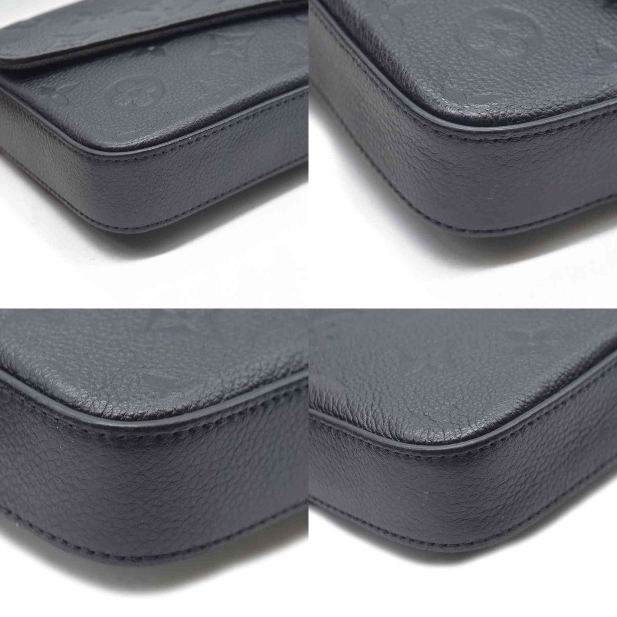 $1720 AUCTION Louis Vuitton  Empreinte Pochette Felicie Chain Wallet Black RFID New Model