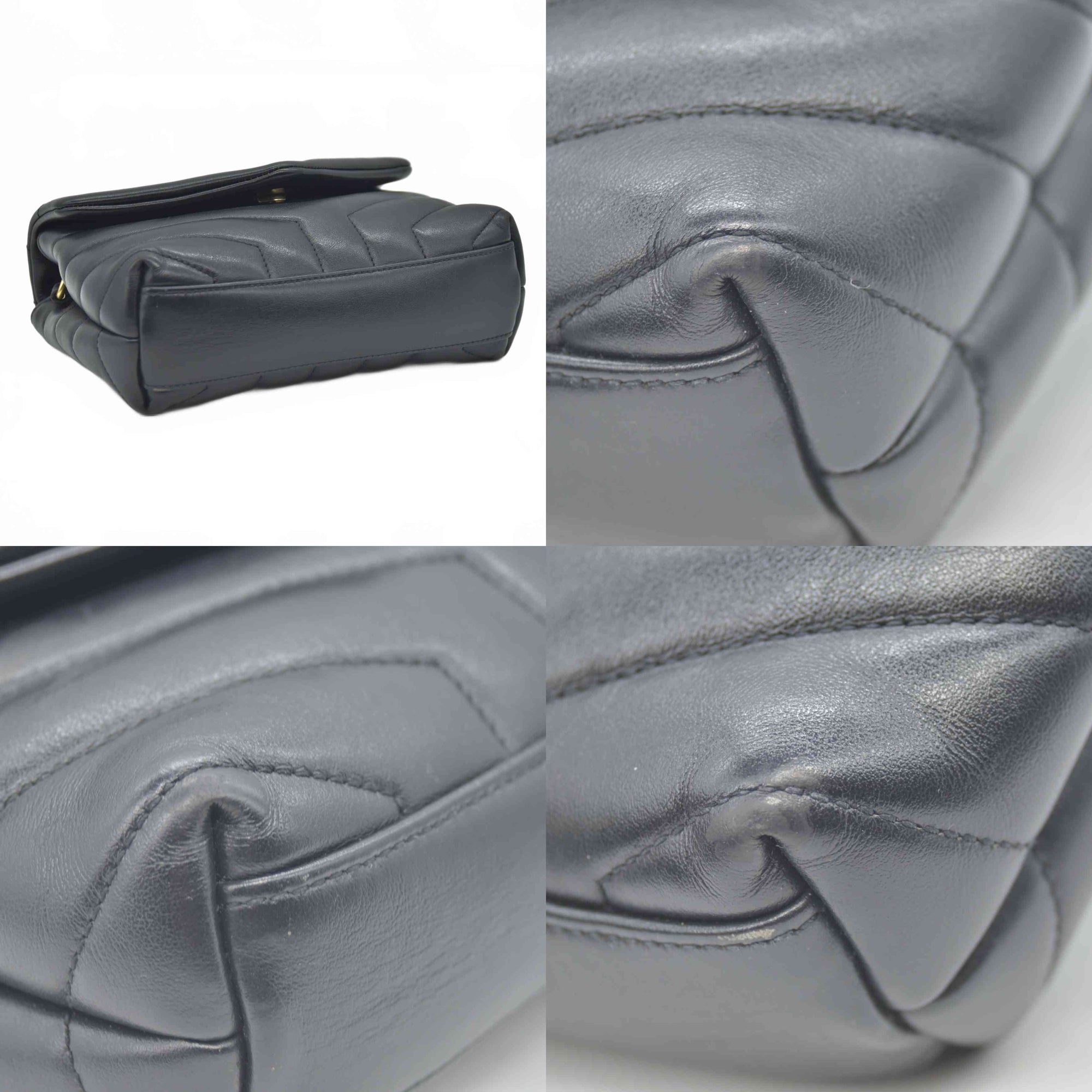 $1990 2021 Saint Laurent Calfskin Y Quilted Monogram Toy Loulou Crossbody Bag Black