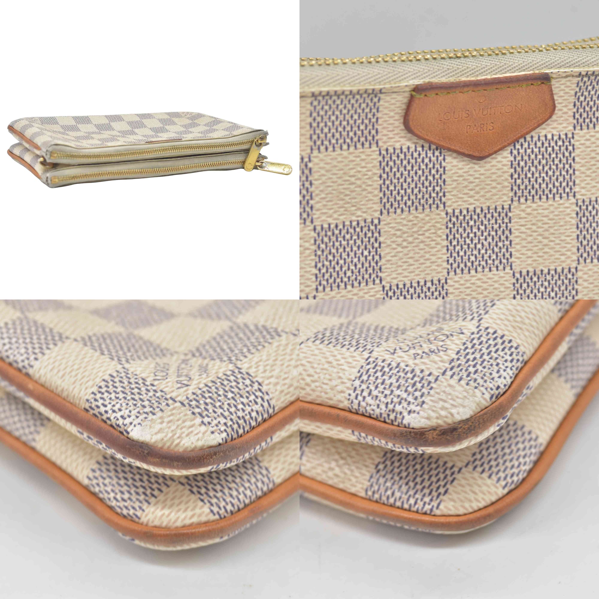 $1350 Louis Vuitton Damier Azur Double Zip Pochette 10019517