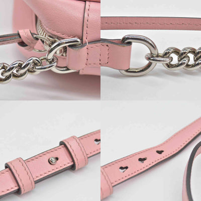 $1950 Gucci Calfskin Matelasse Small GG Marmont Chain Shoulder Bag Wild Rose