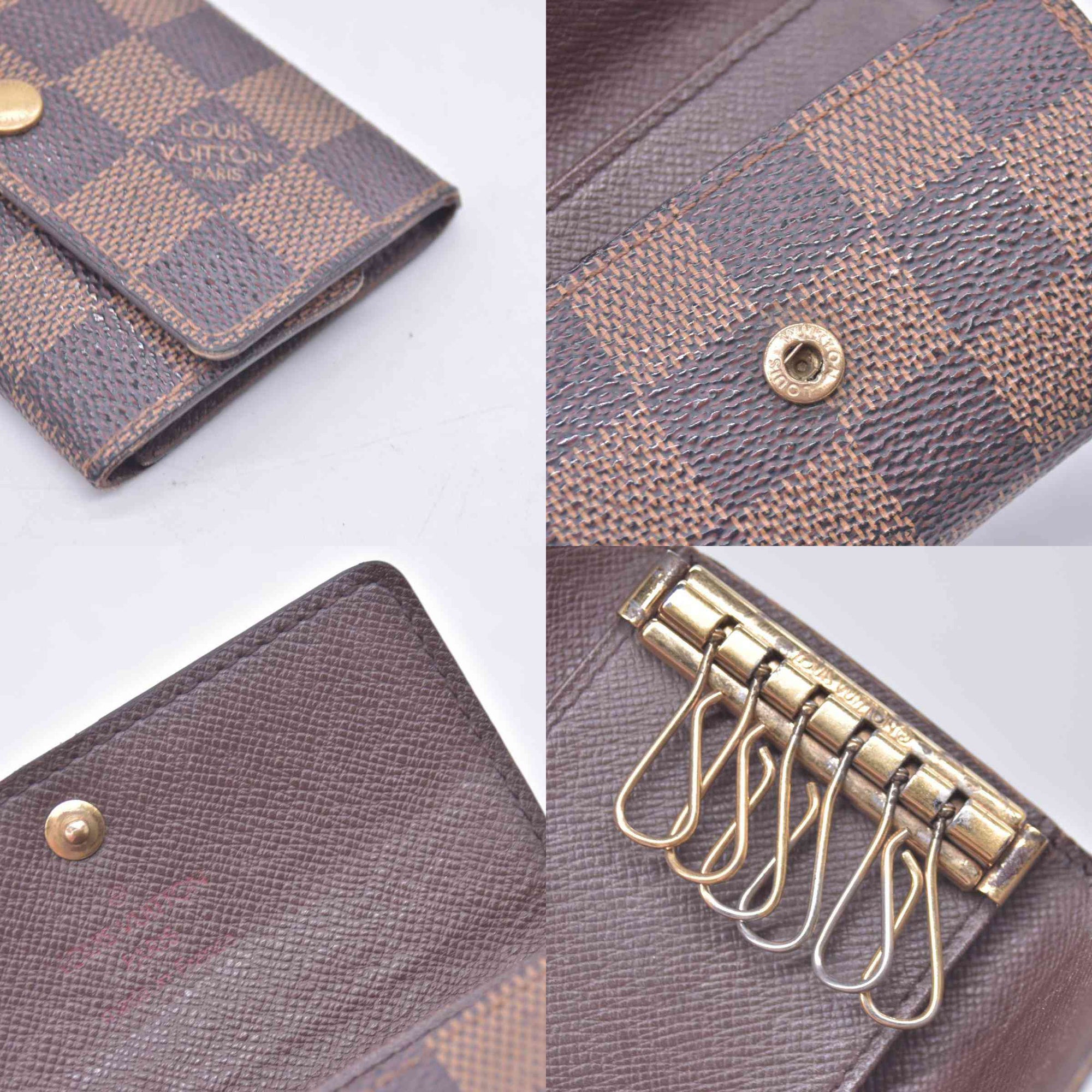 $280 2003 LOUIS VUITTON Damier Ebene 6 Key Holder CT0083 CONSIGNMENT 10021450