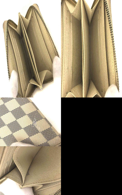 $560 Louis Vuitton Damier Azur Zippy Zip Coin Purse Wallet White SN1192