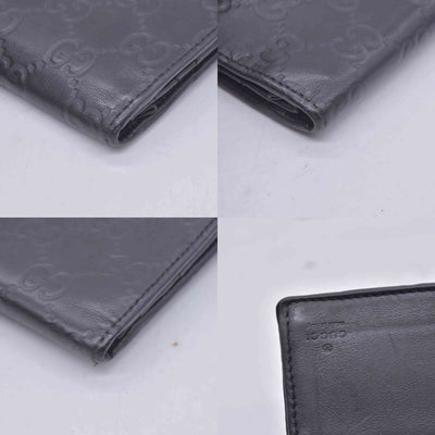 $620 GUCCI Guccissima Long Continental Flap Wallet Black CONSIGNMENT 10021591