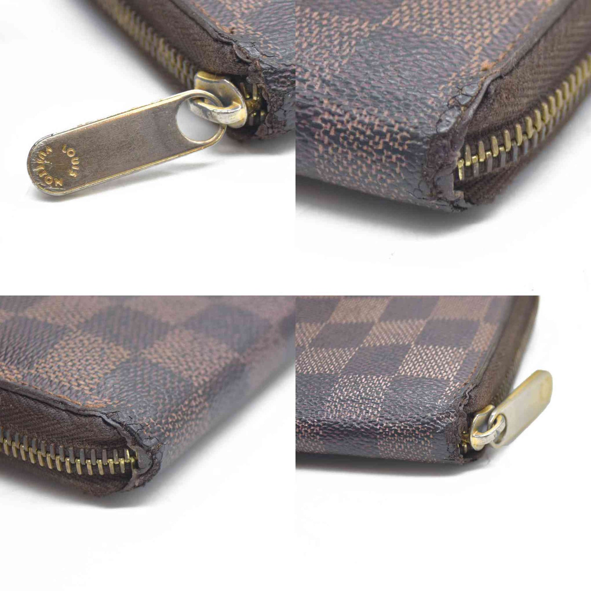 AUCTION $915 Louis Vuitton Damier Ebene Zippy Wallet